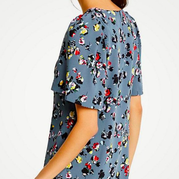 Ann Taylor - Slate Blue Winter Floral Shift Dress - Picture 2 of 4